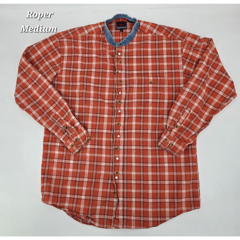 Vintage 90's Roper Plaid Western Shirt Ranch Workwear Cowboy core